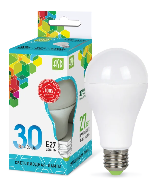 Лампа сд LED-A70-std 30Вт 230В Е27 4000К 2700Лм ASD
