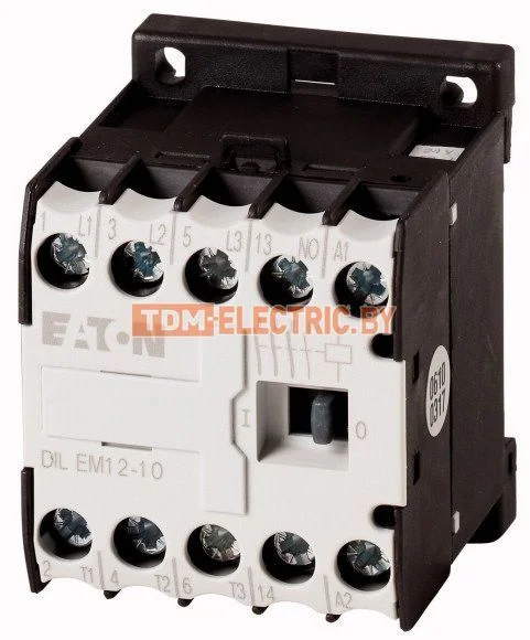 DILEM12-10(24V50Hz) — Миниконтактор 12А, управляющее напряжение 24В (AC), 1НO доп. контакт, категория применения AC-3, АС4