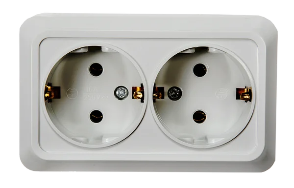 Розетка двойная с заземлением BOLLETO белая накладная 7128 IN HOME