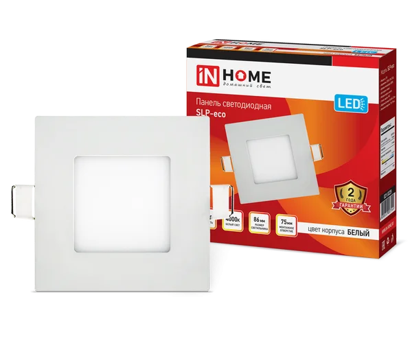 Панель сд квадратная SLP-eco 3Вт 230В 4000К 210Лм 86х86х23мм белая IP40 IN HOME