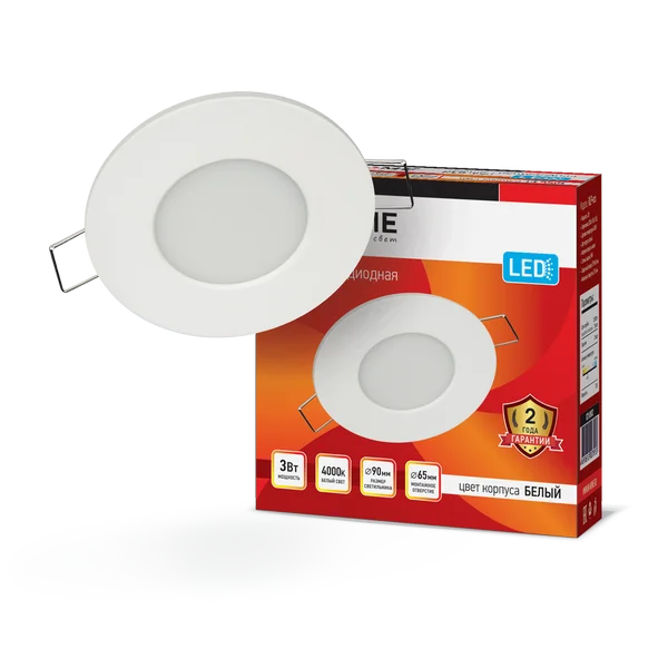 Панель сд круглая RLP-eco 3Вт 230В 4000К 210Лм 90/65мм белая IP40 IN HOME