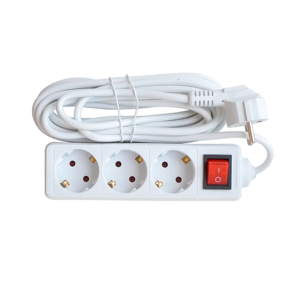 Удлинитель 3GS-5-SMART трехместный c выключателем 10А с заземлением 5м 8435 IN HOME
