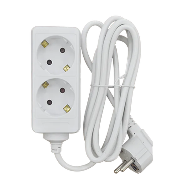 Удлинитель 2G-2-SMART двухместный 10А с заземлением 2м 8322 IN HOME