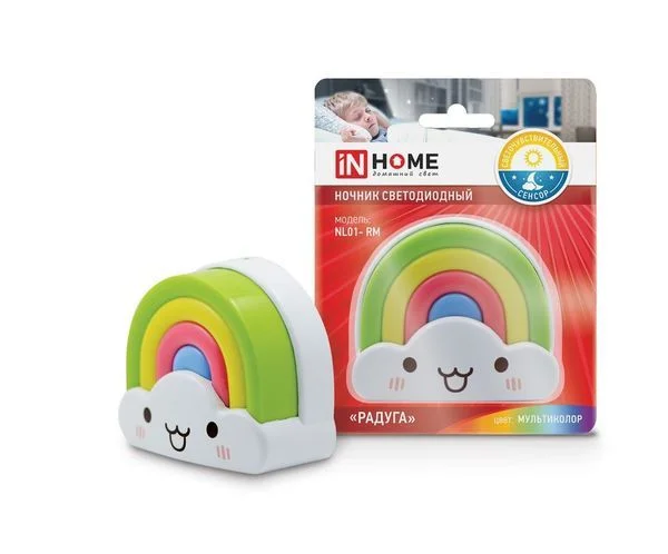 Ночник сд NL01-RM Радуга с датчиком освещения 230В IN HOME
