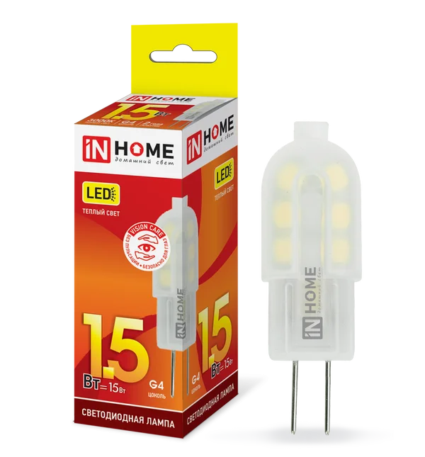 Лампа сд LED-JC-VC 1.5Вт 12В G4 3000К 95Лм IN HOME