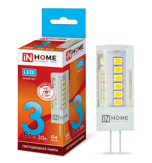 Лампа сд LED-JC-VC 3Вт 12В G4 4000К 270Лм IN HOME