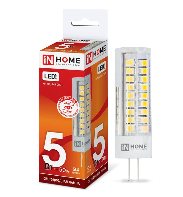 Лампа сд LED-JC-VC 5Вт 12В G4 6500К 450Лм IN HOME