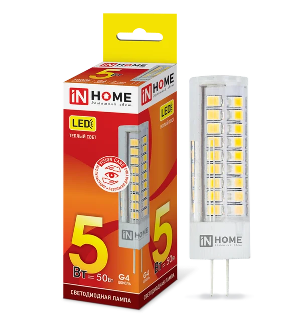 Лампа сд LED-JC-VC 5Вт 12В G4 3000К 450Лм IN HOME