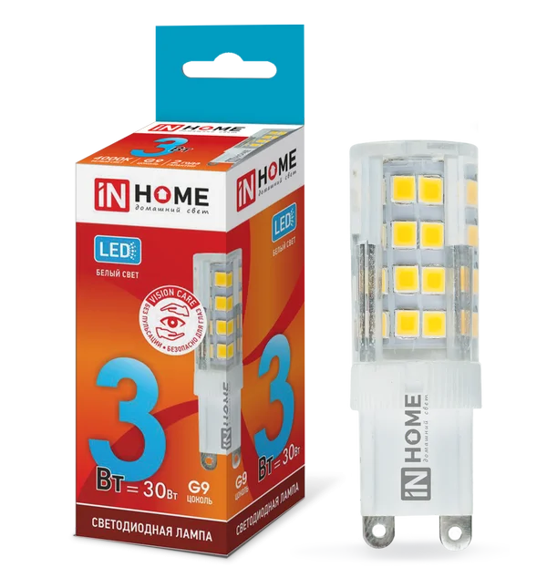 Лампа сд LED-JCD-VC 3Вт 230В G9 4000К 270Лм IN HOME
