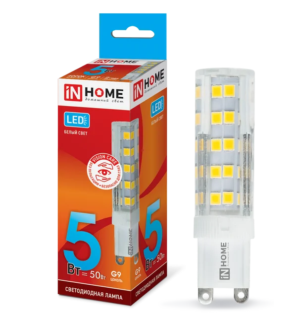 Лампа сд LED-JCD-VC 5Вт 230В G9 4000К 450Лм IN HOME