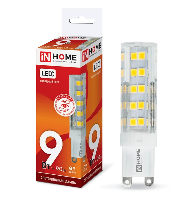 Лампа сд LED-JCD-VC 9Вт 230В G9 6500К 810Лм IN HOME