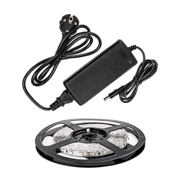 Набор сд лента LS 35CW-60/33-5-AP 60LED 24Вт IP33 6000K холодный белый 5м, адаптер IN HOME
