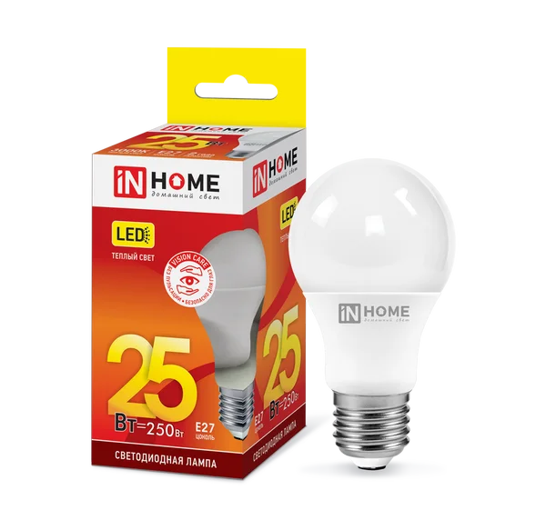 Лампа сд LED-A65-VC 25Вт 230В Е27 3000К 2250Лм IN HOME
