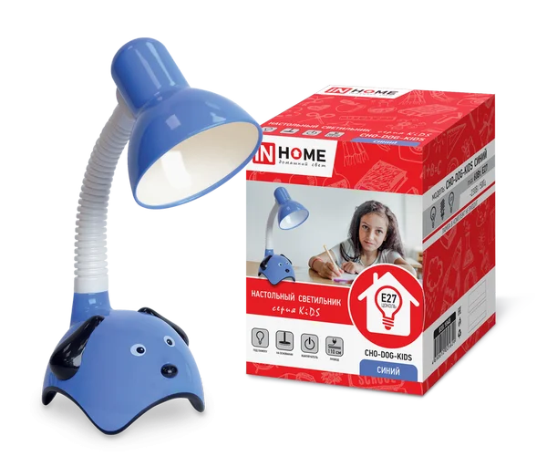 Светильник наст. п/лампу СНО-DOG-СИНИЙ-KIDS на основании 60Вт E27 (короб.) IN HOME