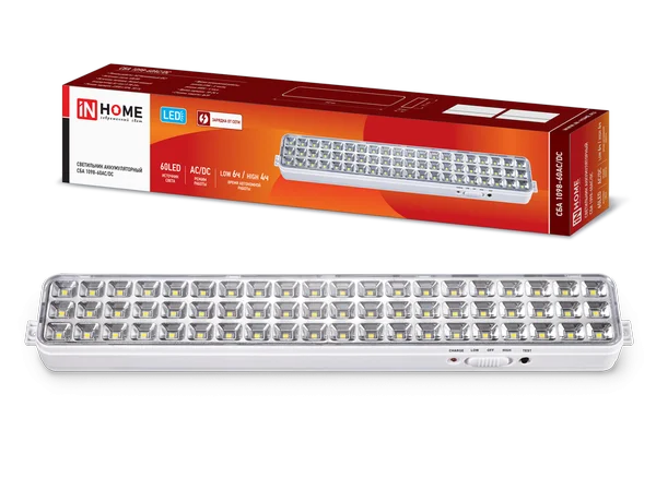Светильник сд ав СБА 1098-60AC/DC 60 LED 2.0Ah lithium battery AC/DC IN HOME