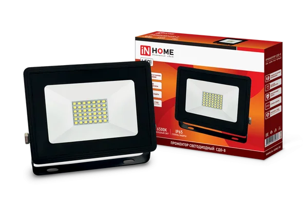 Прожектор сд СДО-8 30Вт 230В 6500К 2850Лм IP65 IN HOME