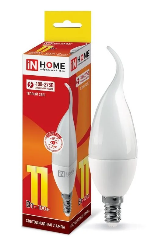 Лампа сд LED-СВЕЧА НА ВЕТРУ-VC 11Вт 230В Е14 3000К 990Лм IN HOME