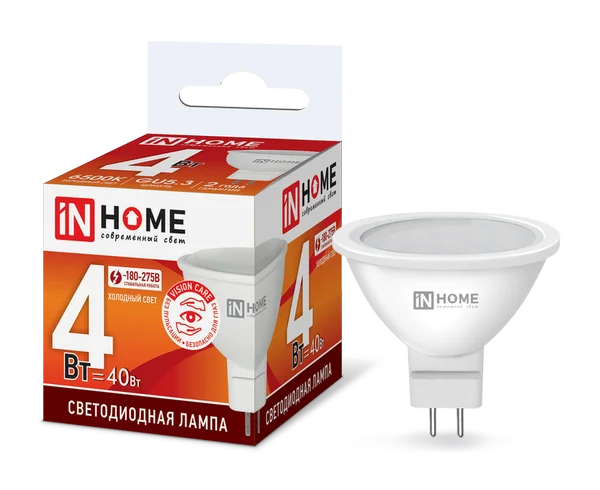Лампа сд LED-JCDR-VC 4Вт 230В GU5.3 6500К 310Лм IN HOME