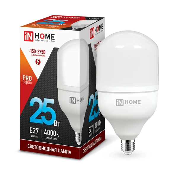 Лампа сд LED-HP-PRO 25Вт 230В E27 4000К 2250Лм IN HOME