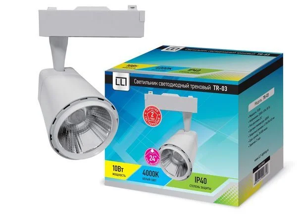 Светильник трековый сд TR-03 10Вт 230В 4000К 900Лм 76x95x145мм белый IP40 LLT