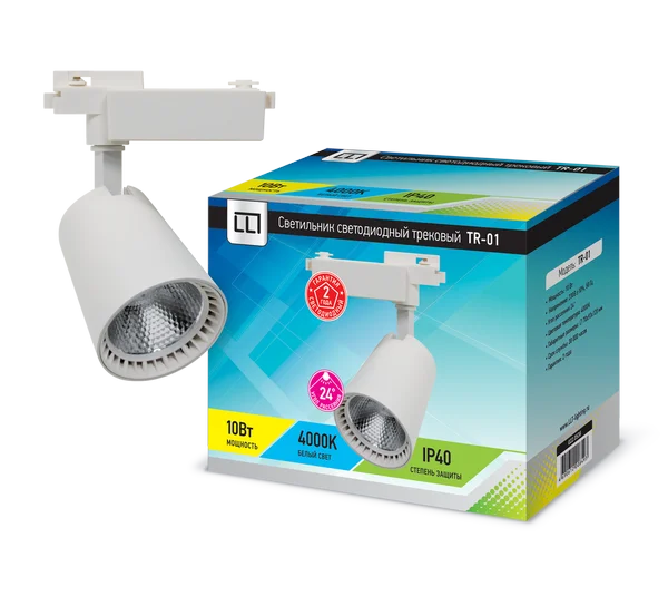Светильник трековый сд TR-01 10Вт 230В 4000К 900Лм 70x93x120мм белый IP40 LLT