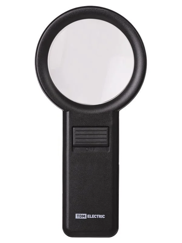 Лупа ручная круглая, d 68 мм, 6-ти крат. увел., LED подсветка, 2хАА, TDM SQ1025-0904.