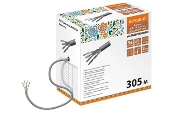 Кабель витая пара народный F/UTP Cat 5e 4х2х24AWG CCA (305м) ПВХ, серый