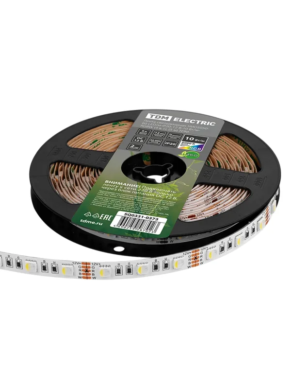 Лента светодиодная SMD5050-60 LED/м-IP20-12 В-10 Вт/м-RGBW (4 в 1), (5 м) TDM — изображение 6