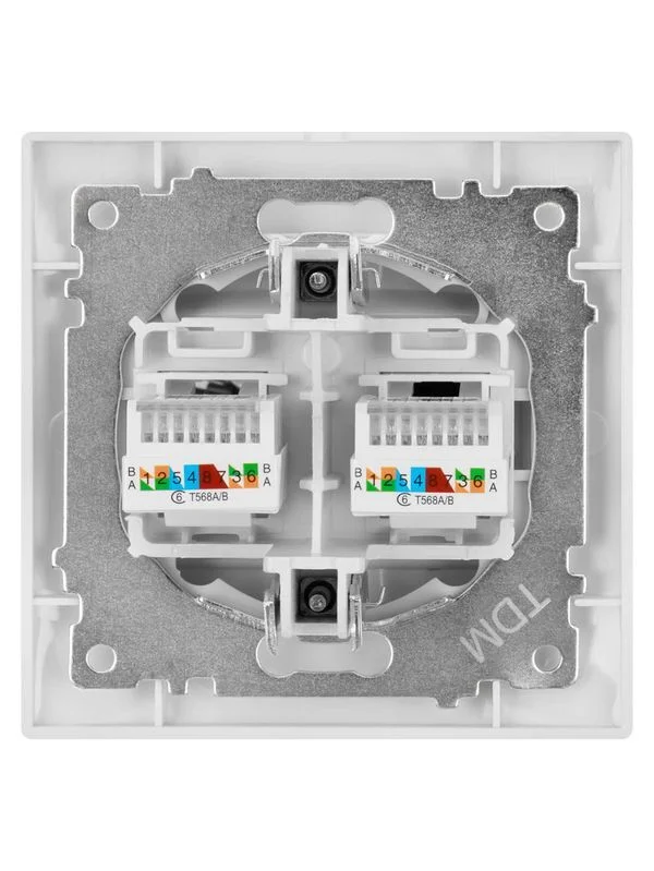 Розетка компьютерная двойная RJ45 белая «Лама» TDM
