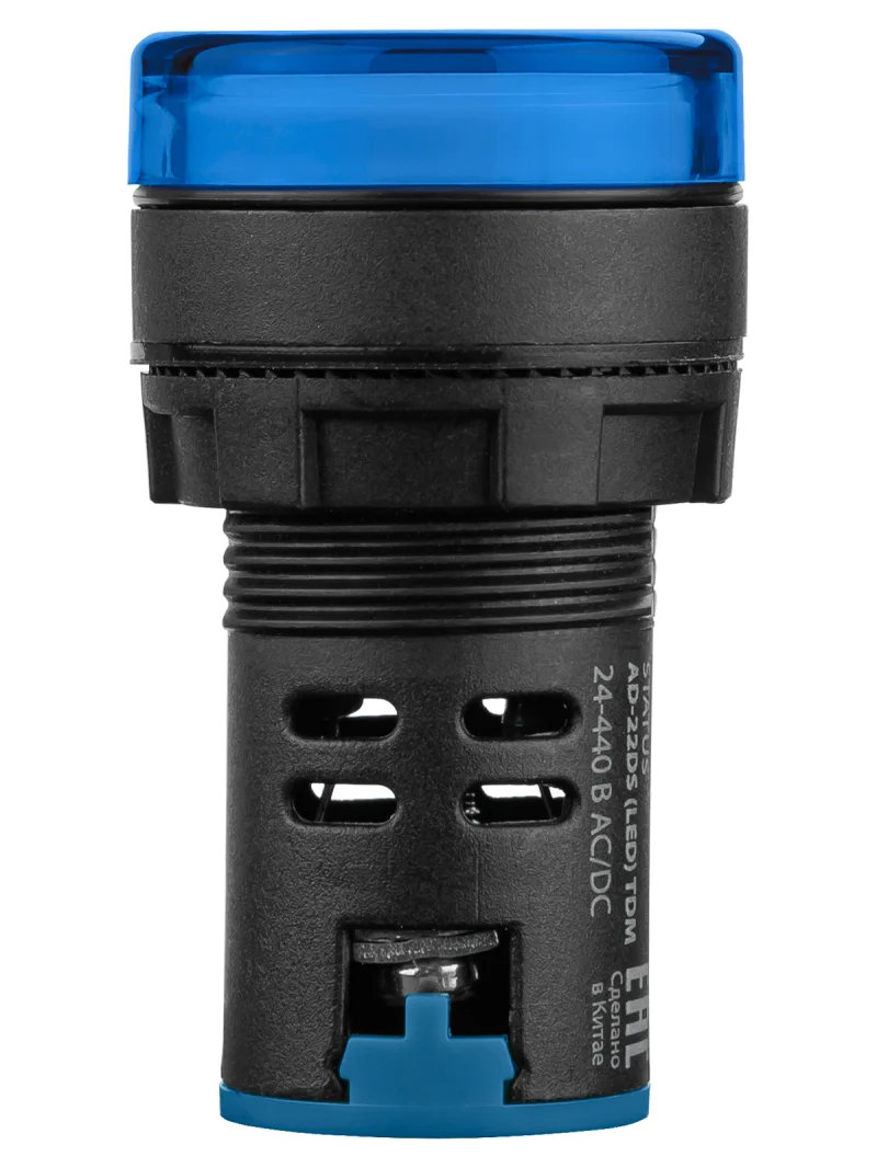 STATUS Лампа сигнальная AD-22DS, LED, d22 мм, 24-440 В AC/DC, IP65, синий TDM — изображение 6