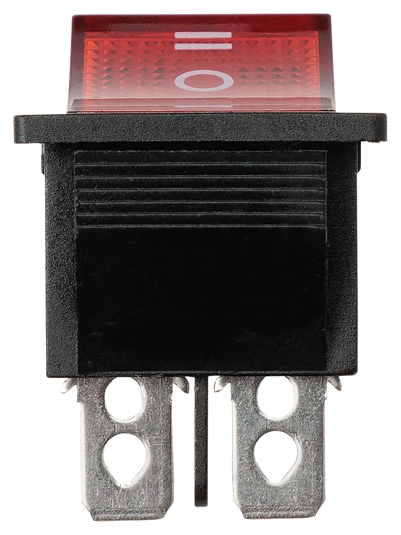 Переключатель клавишный KCD4-203N 250В AC/DC, 2P, 15А, (6с), ON-OFF-ON, c нейтральным положением, черный корпус, красная клавиша с LED подсветкой TDM — изображение 5