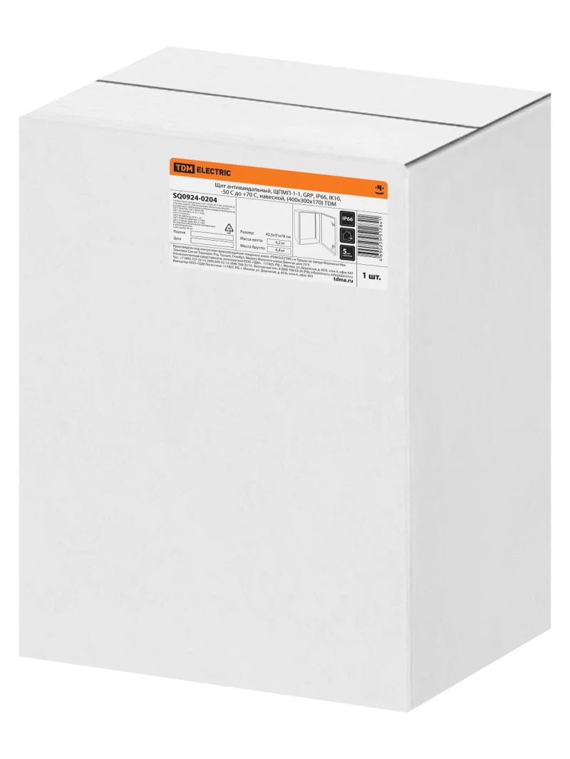 Щит антивандальный, ЩПМП-1-1, GRP, IP66, IK10, -50 С до +70 С, навесной, (400х300х170) TDM — изображение 3