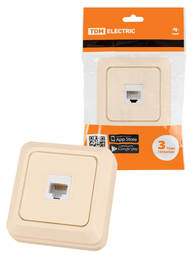 Розетка компьютерная (RJ-45) открытой установки IP20, сл. кость «Ладога» TDM
