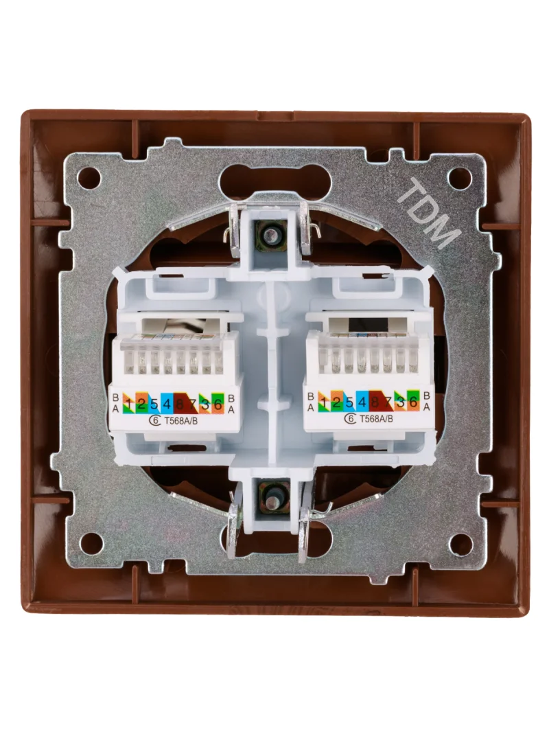 Розетка компьютерная двойная RJ45 венге «Лама» TDM — изображение 5
