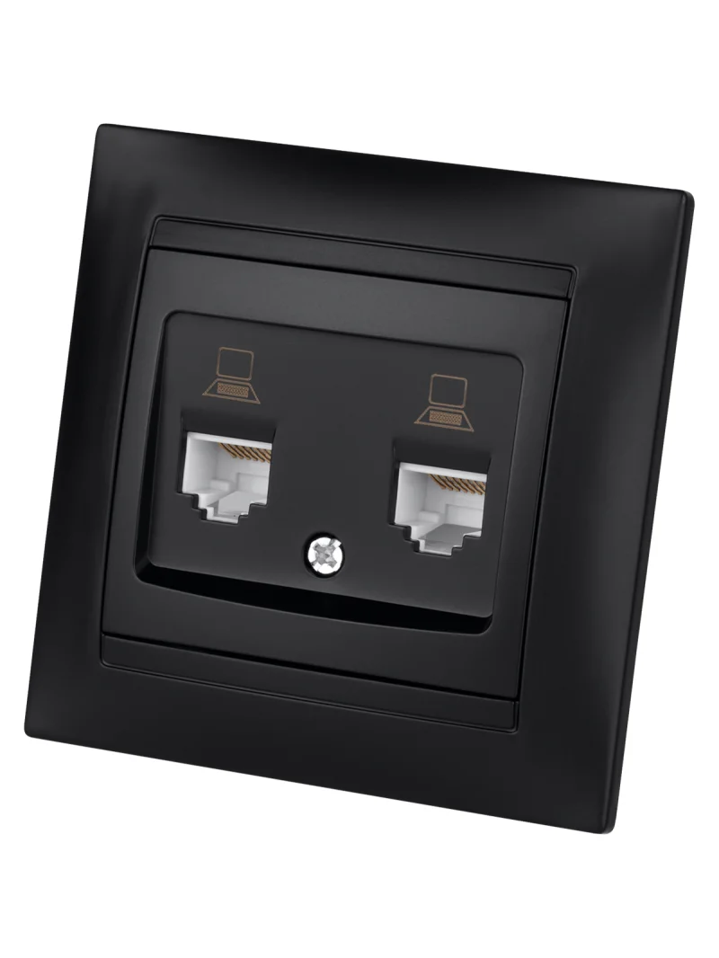 Розетка компьютерная двойная RJ45 графит «Лама» TDM — изображение 2