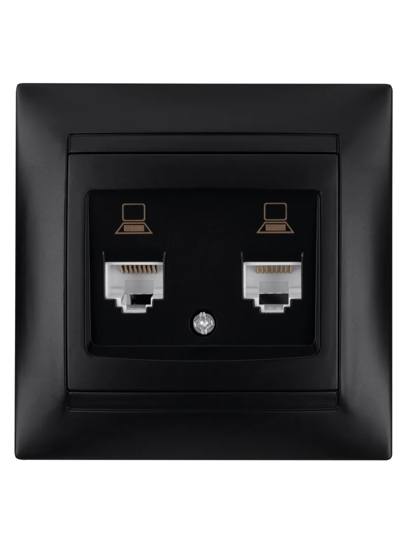 Розетка компьютерная двойная RJ45 графит «Лама» TDM — изображение 4