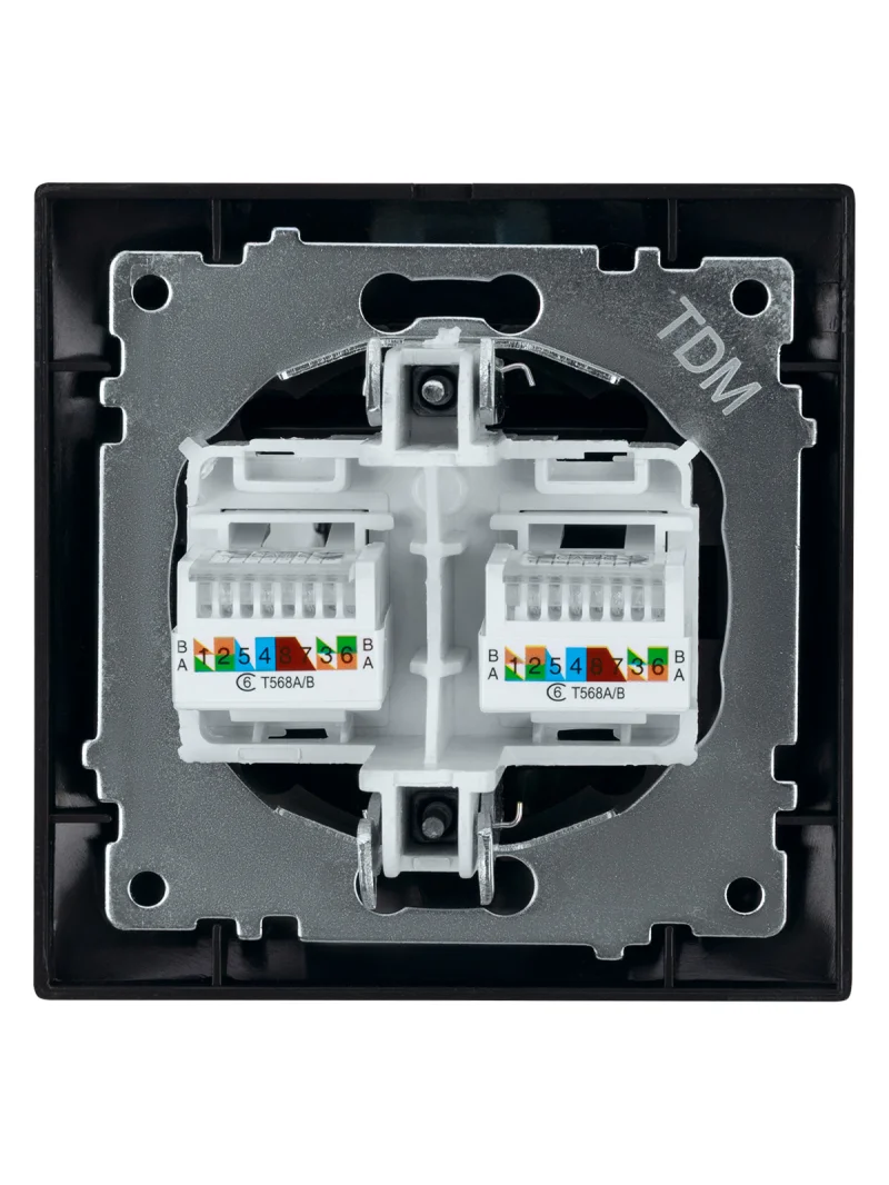 Розетка компьютерная двойная RJ45 графит «Лама» TDM — изображение 5
