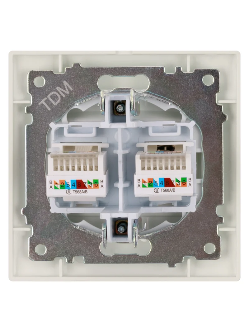 Розетка компьютерная двойная RJ45 перламутр «Лама» TDM — изображение 5