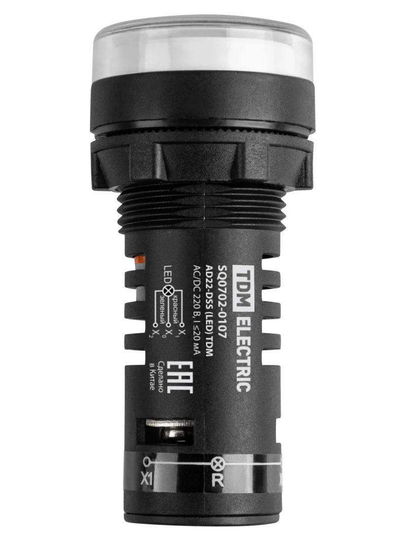 Индикатор двухцветный AD22-DSS (LED) матрица d22 мм красный/зеленый 220 В AC/DC TDM
