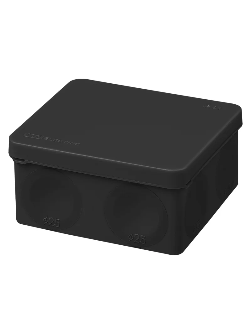 Коробка расп., двухкомп. для прямого монтажа ОП 100х100х50 мм, IP66, 8 вх., HF, черная, (4 шт) TDM