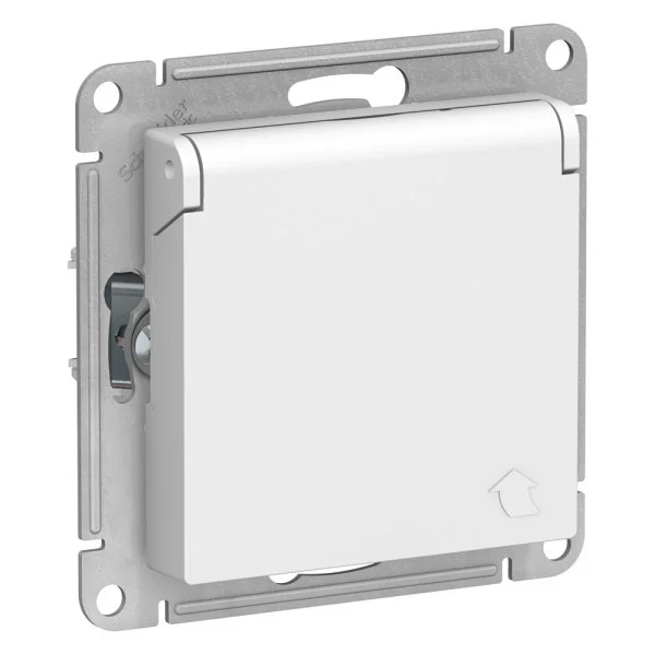 ATN000146 Atlasdesign розетка с заземлением со шторками с крышкой, 16А,IP20, механизм, белый-ATN000146