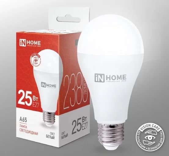 Лампа сд LED-A65-VC 25Вт 230В Е27 4000К 2250Лм IN HOME