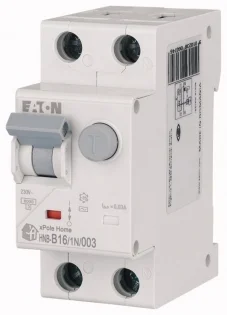Дифф. авт. выключатель HNB-B16/1N/003, 1P+N, 16A, хар-ка B, 6kA, 30mA, тип АC, 2M 195121-195121