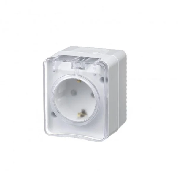Розетка 1-м ОП AtlasDesign Profi54 16А IP54 250В с заземл. защ. шторки бел. SE ATN540145-ATN540145