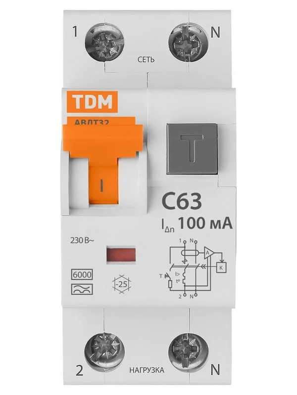Автоматический Выключатель Дифференциального тока — АВДТ 32 C63 100мА TDM