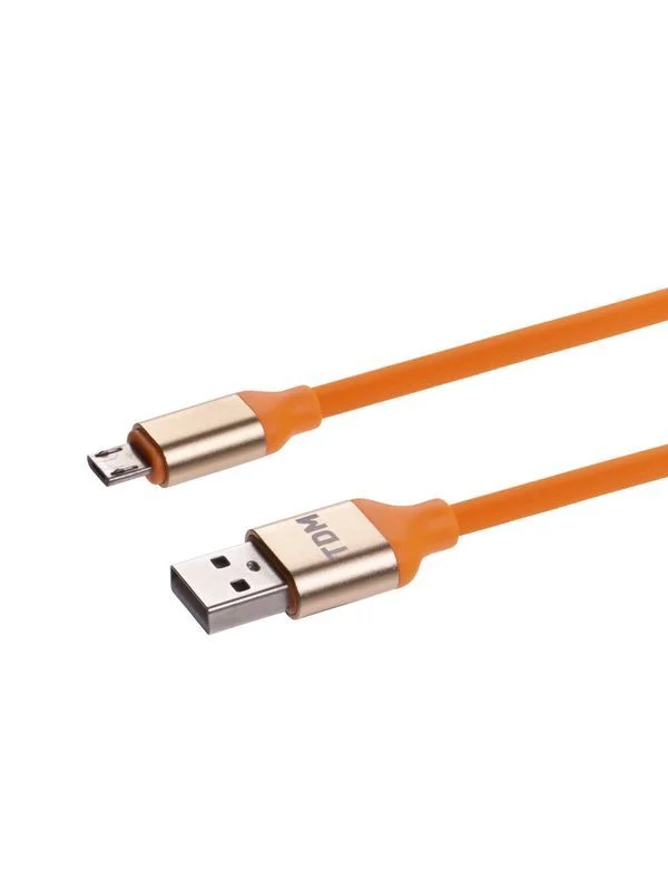 Дата-кабель, ДК 13, USB — micro USB, 1 м, силиконовая оплетка, оранжевый, TDM — изображение 3