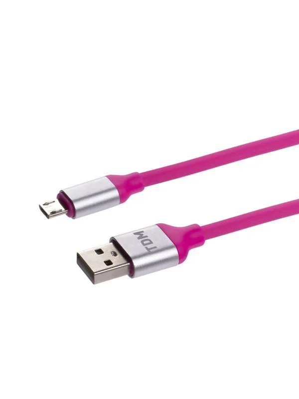 Дата-кабель, ДК 19, USB — micro USB, 1 м, силиконовая оплетка, розовый, TDM