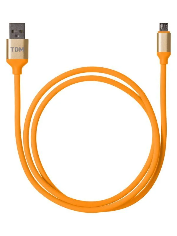 Дата-кабель, ДК 13, USB — micro USB, 1 м, силиконовая оплетка, оранжевый, TDM — изображение 4