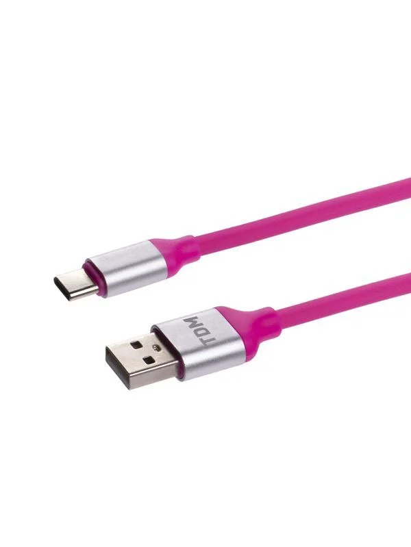 Дата-кабель, ДК 20, USB — USB Type-C, 1 м, силиконовая оплетка, розовый, TDM