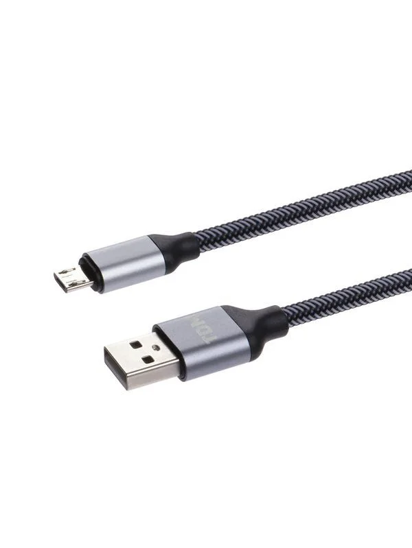 Дата-кабель, ДК 10, USB — micro USB, 1 м, тканевая оплетка, серый, TDM